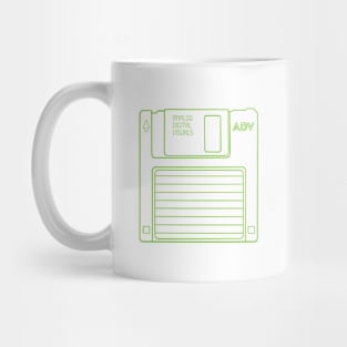 Floppy Disk (Yellow-Green Lines) Analog/ Computer Mug